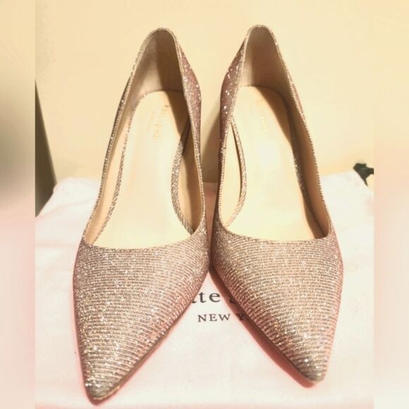 Kate Spade NY "Vivian" Pink Lurex Sparkly Pumps Sz.6.5 Ret $279 w/Dustbag & Box - Picture 8 of 16